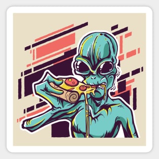 Alien Eating Pizza Magnet